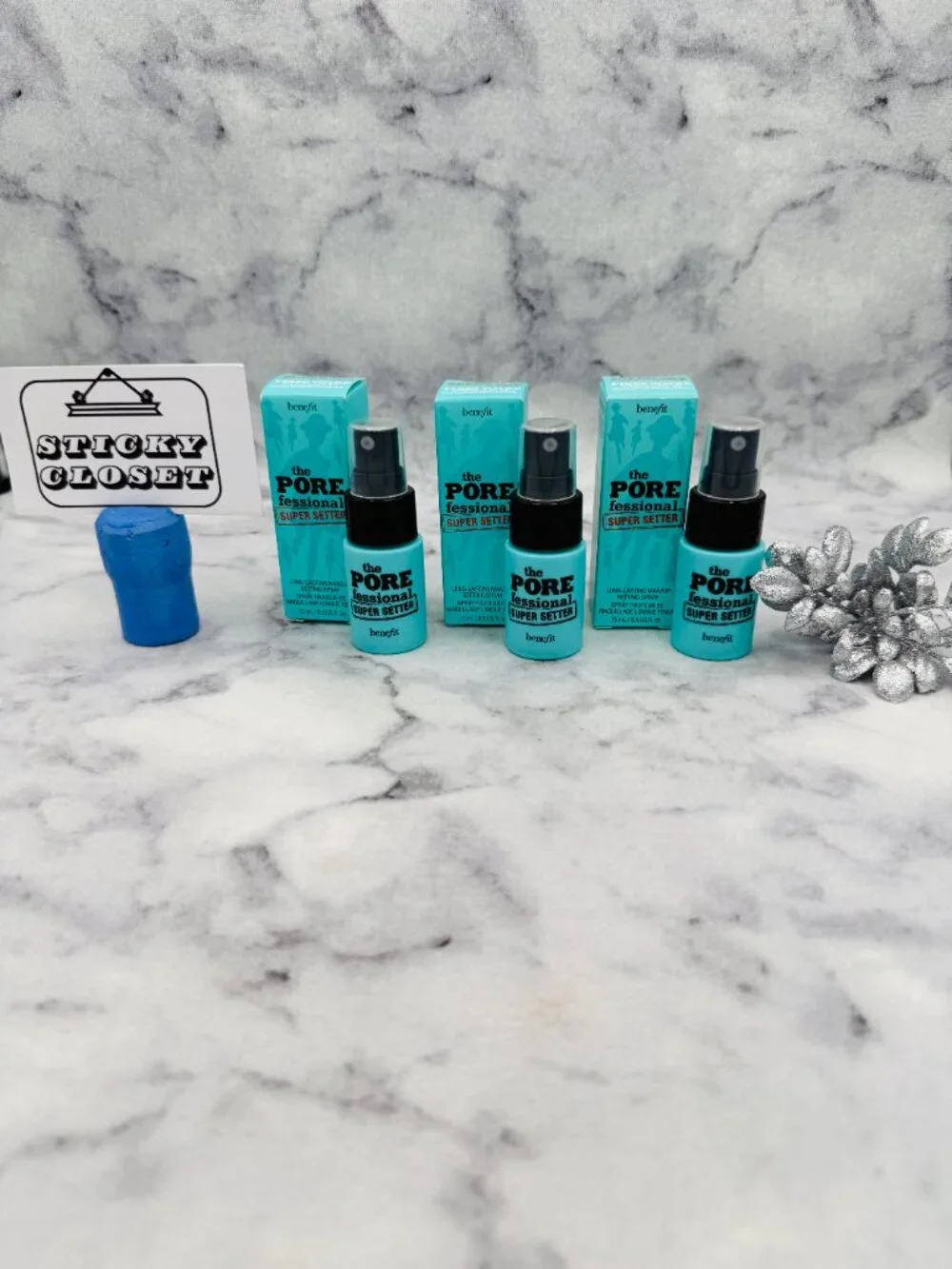 Benefit Beauty Gift Set-The POREfessional Long Last Setting Spray-3pc-BOXED-NEW